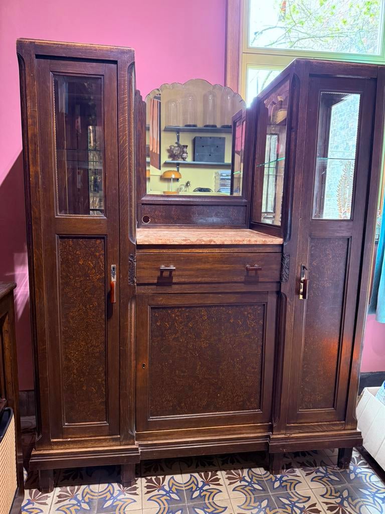 Armoire avec miroir et verre, Antiquités & Art, Enlèvement