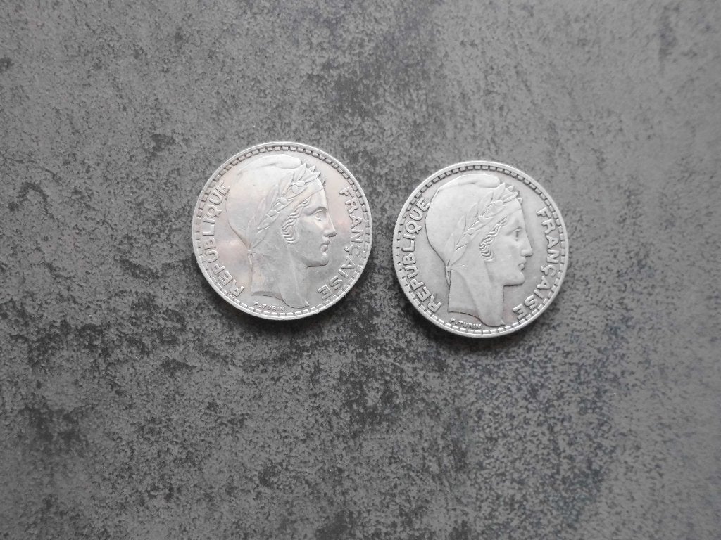 lot 2 pieces francaises en argent 20 francs turin 1933, Enlèvement ou Envoi, Argent