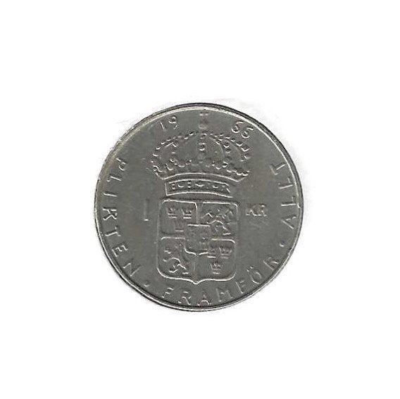 Zweden, 1 Krona 1966 U., Postzegels en Munten, Munten | Europa | Niet-Euromunten, Ophalen of Verzenden, Overige landen, Losse munt
