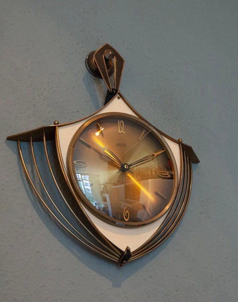 Horloge murale vintage Atlanta Electric, Enlèvement ou Envoi, Doré