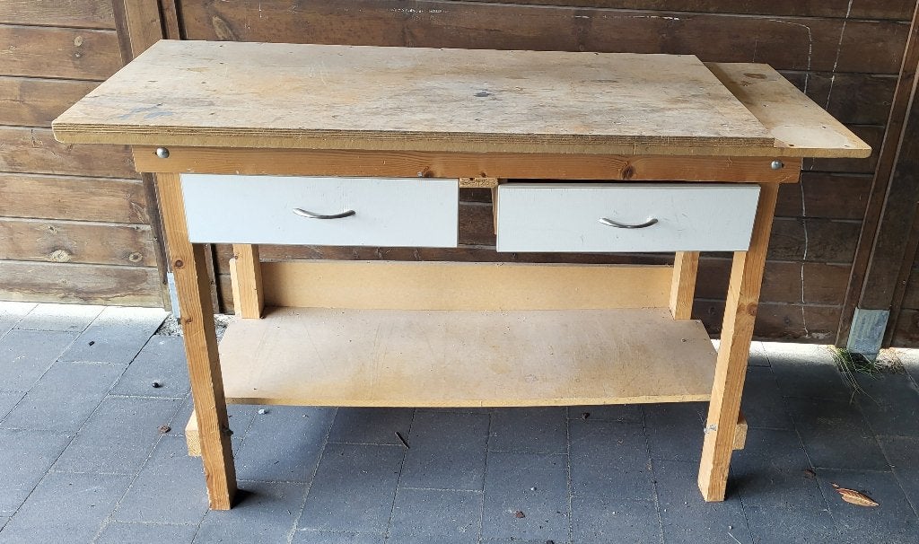 Werkbank hout zelfbouw, Doe-het-zelf en Bouw, Ophalen, Gebruikt, 120 tot 170 cm