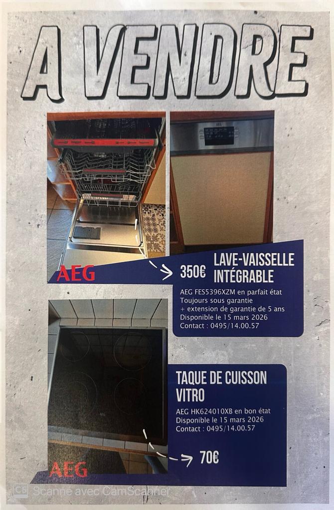 Lave vaisselle + taque de cuisson vitrocéramique, Ophalen, Zo goed als nieuw