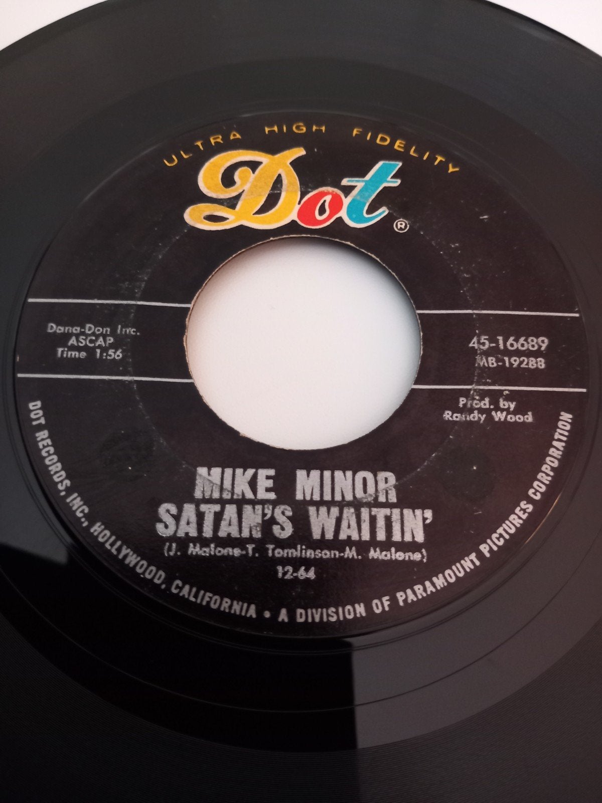 MIKE MINOR .SATAN'S WAITIN. 1964  DOT 45-16689. USA 45T