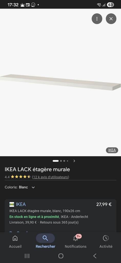 Ikea mat witte plank 190cm