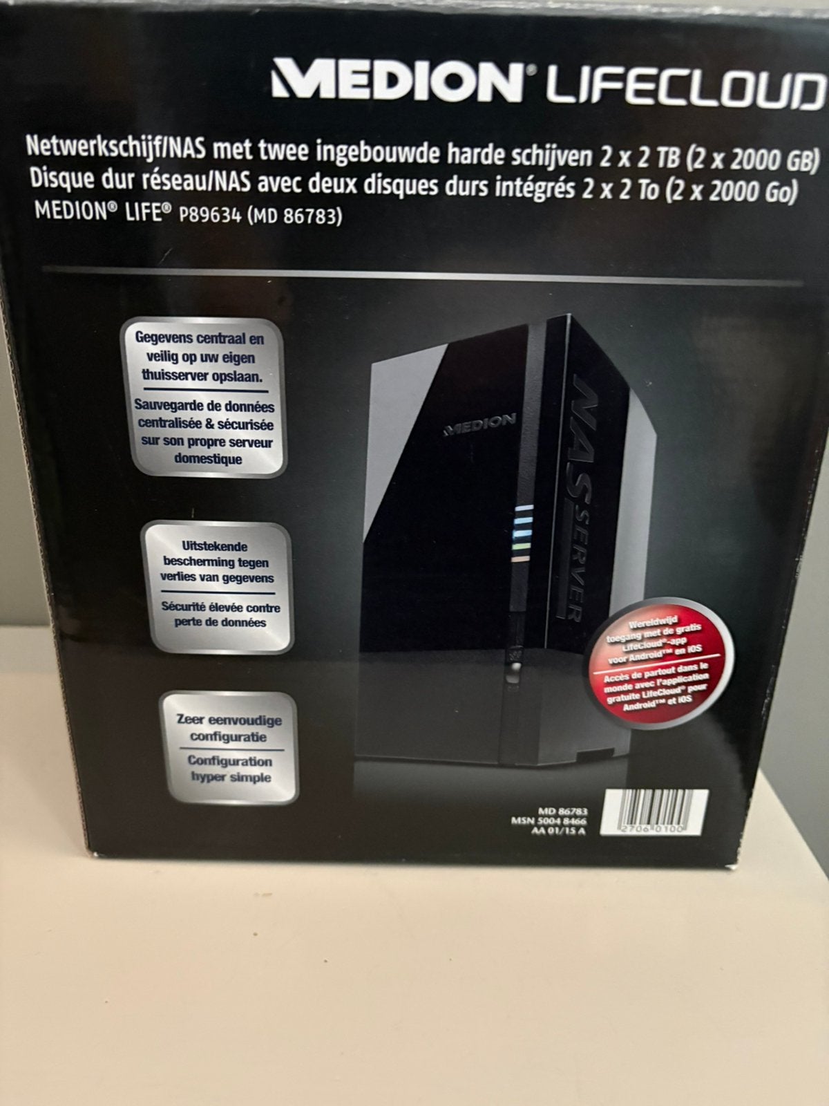 MEDION NETWERK SCHIJF NAS 2x2TB, Computers en Software, Servers, Ophalen of Verzenden, Zo goed als nieuw