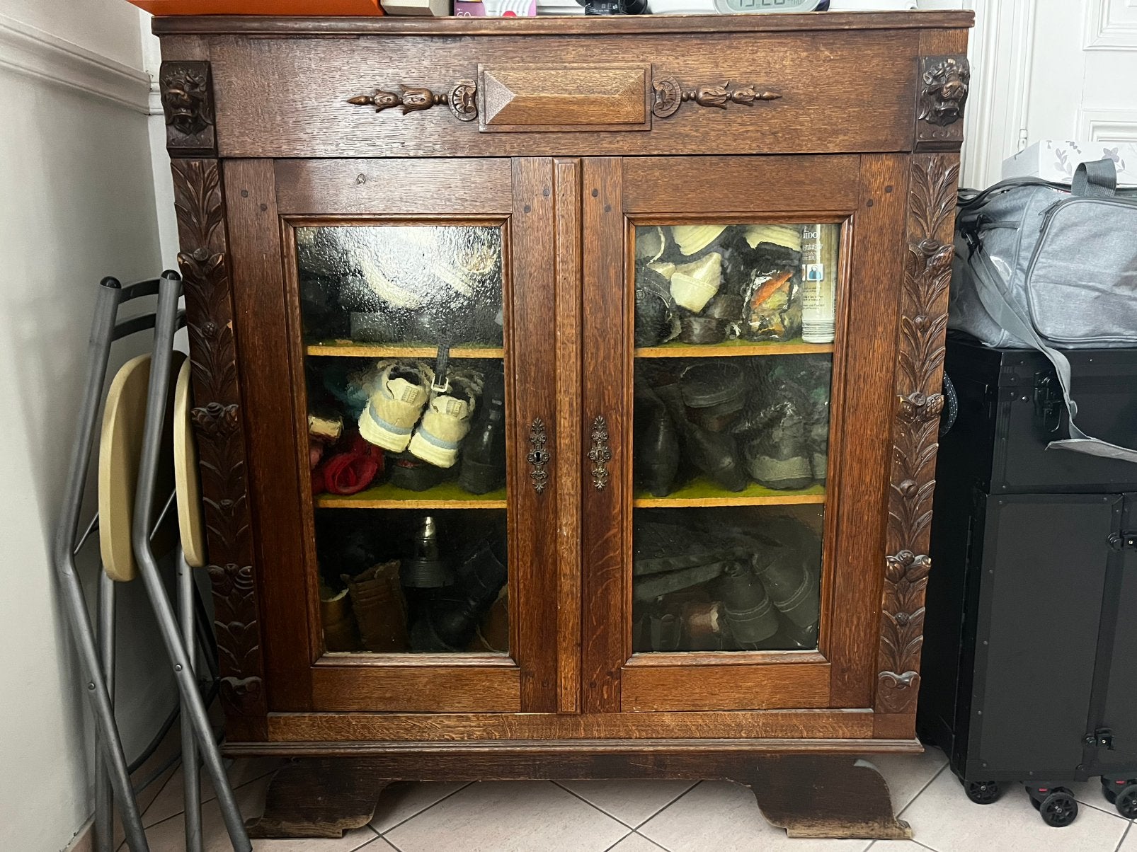 Laag dressoir massief eikenhout, Antiek en Kunst, Ophalen