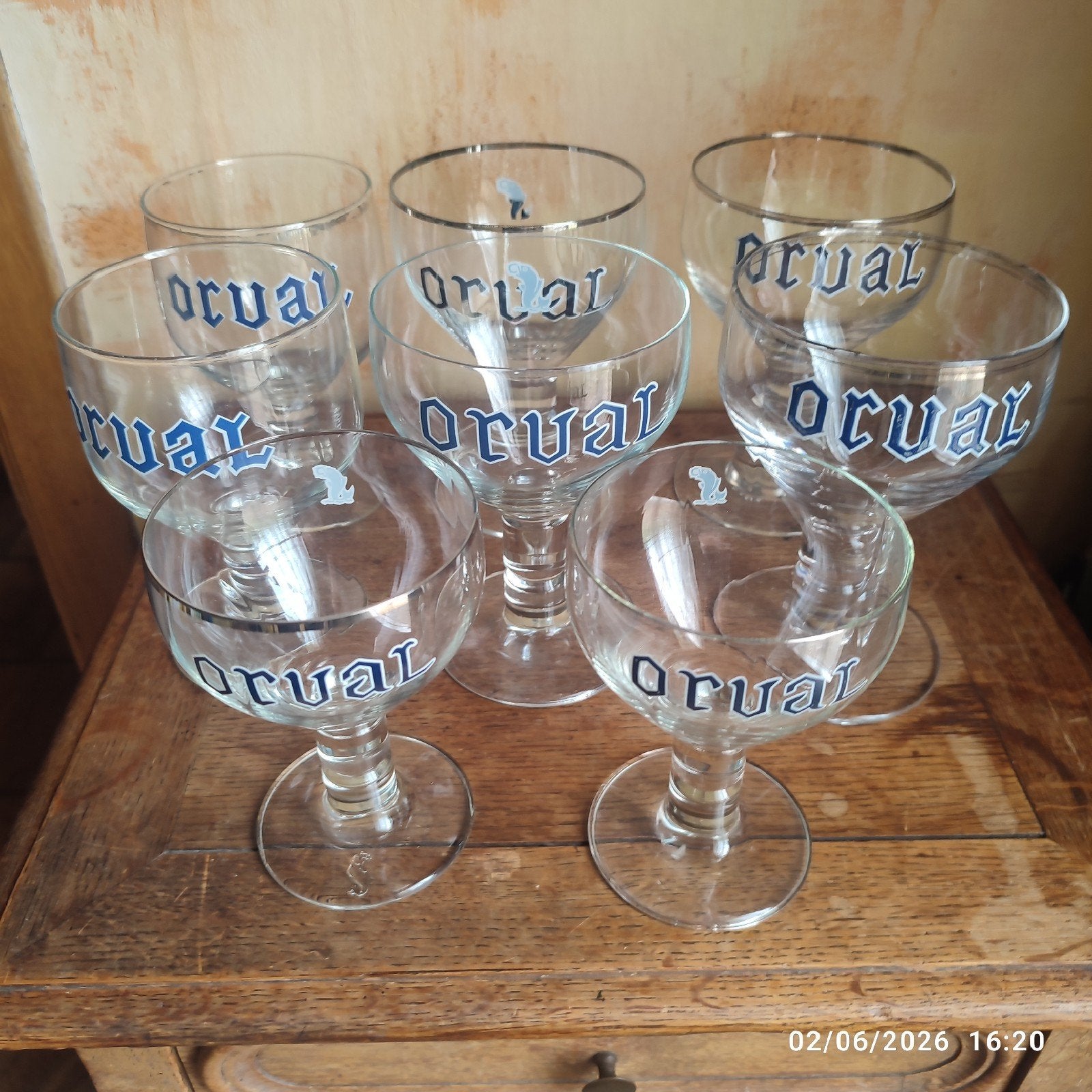 8 gebruikte TRAPPISTE ORVAL glazen., Verzamelen, Biermerken, Ophalen, Gebruikt, Glas of Glazen, Overige merken