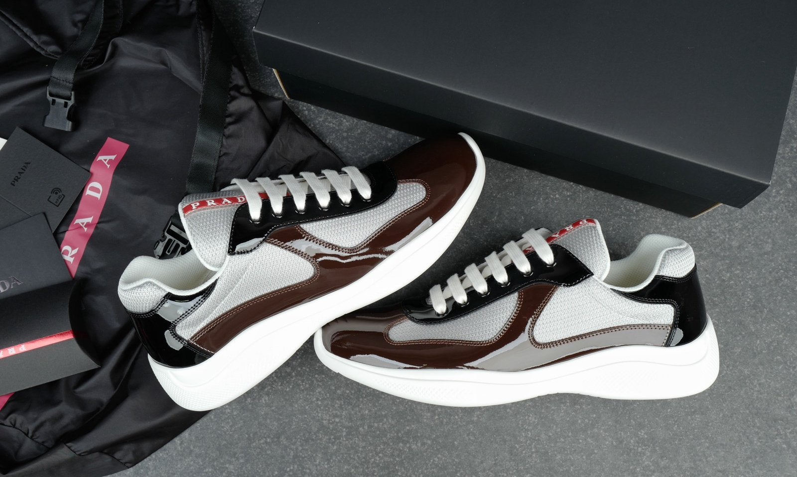American Prada Cup Sneakers Dior Louis Vuitton zwart wit, Neuf, Baskets, Noir, Envoi
