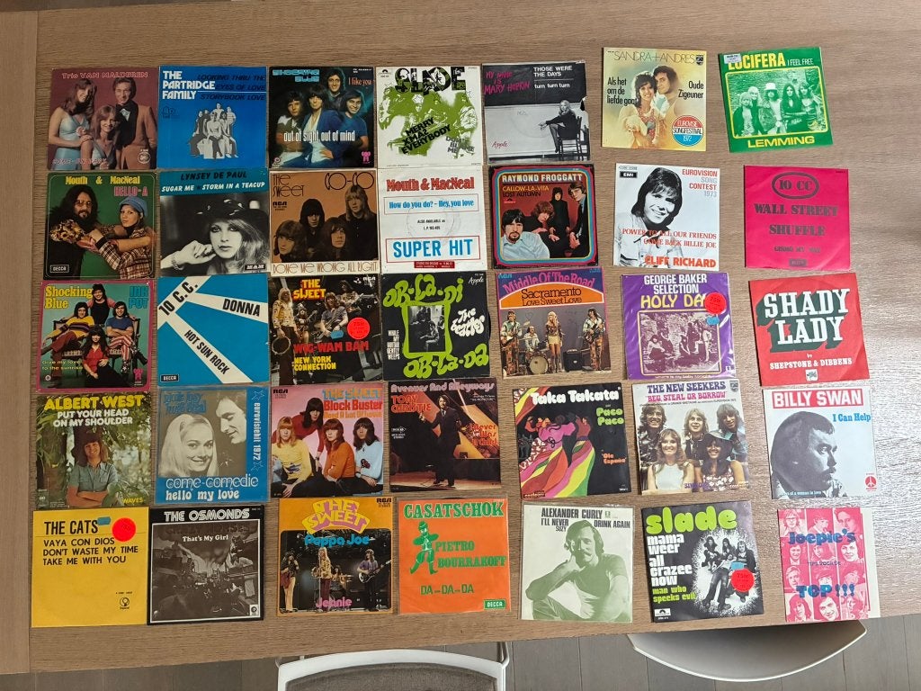 Koffertje met muziekplaten vinyl platen, CD & DVD, Enlèvement ou Envoi, Comme neuf, 7 inch, Autres genres