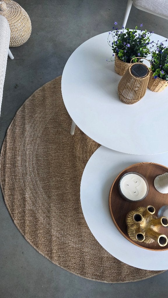 Buitentapijt / buitenkleed rond, Huis en Inrichting, Stoffering | Tapijten en Vloerkleden, Ophalen, 150 tot 200 cm, Rond, Beige