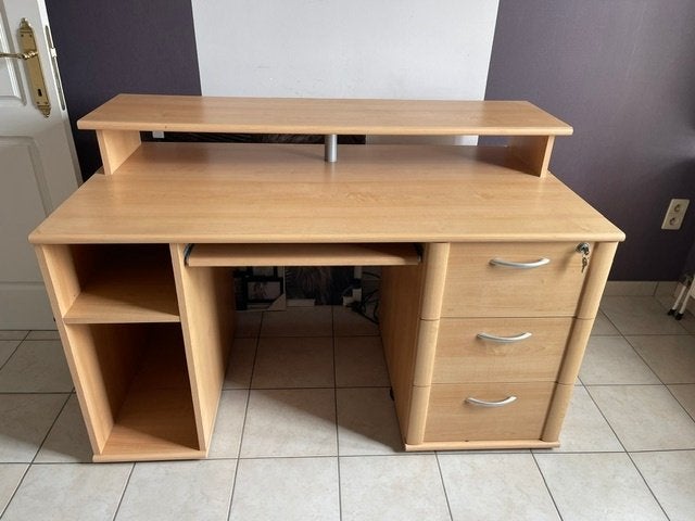 Bureau, Ophalen, 76 cm, Met lades, Bruin