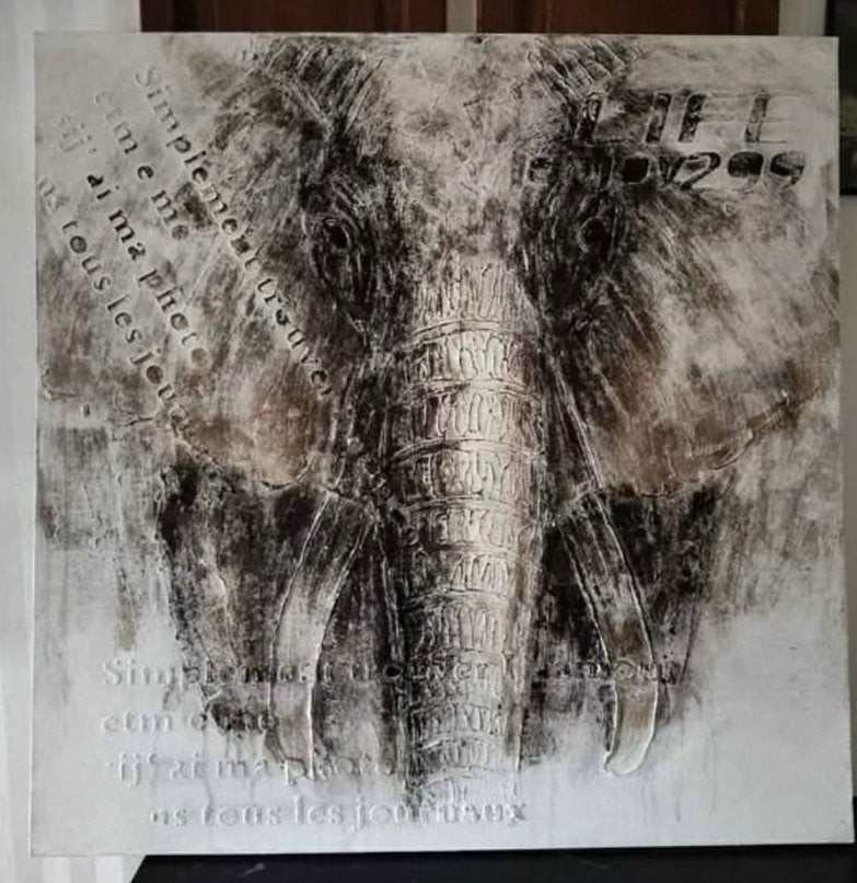 Cadre éléphant, Maison & Meubles, Enlèvement, Comme neuf, Bois