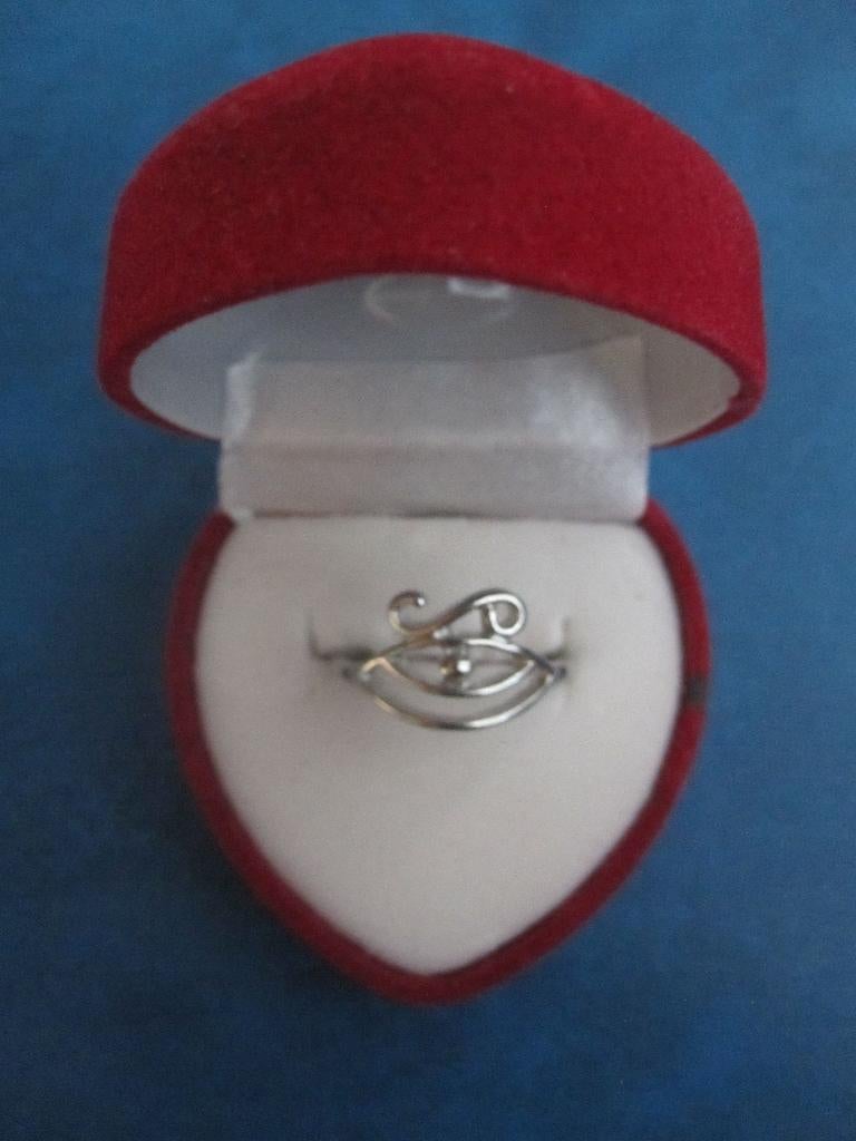 Bague - couleur argentée - œil (NOUVEAU), Bijoux, Sacs & Beauté, Bagues, Neuf, Enlèvement ou Envoi, Fer ou Acier, Plus petit que 17
