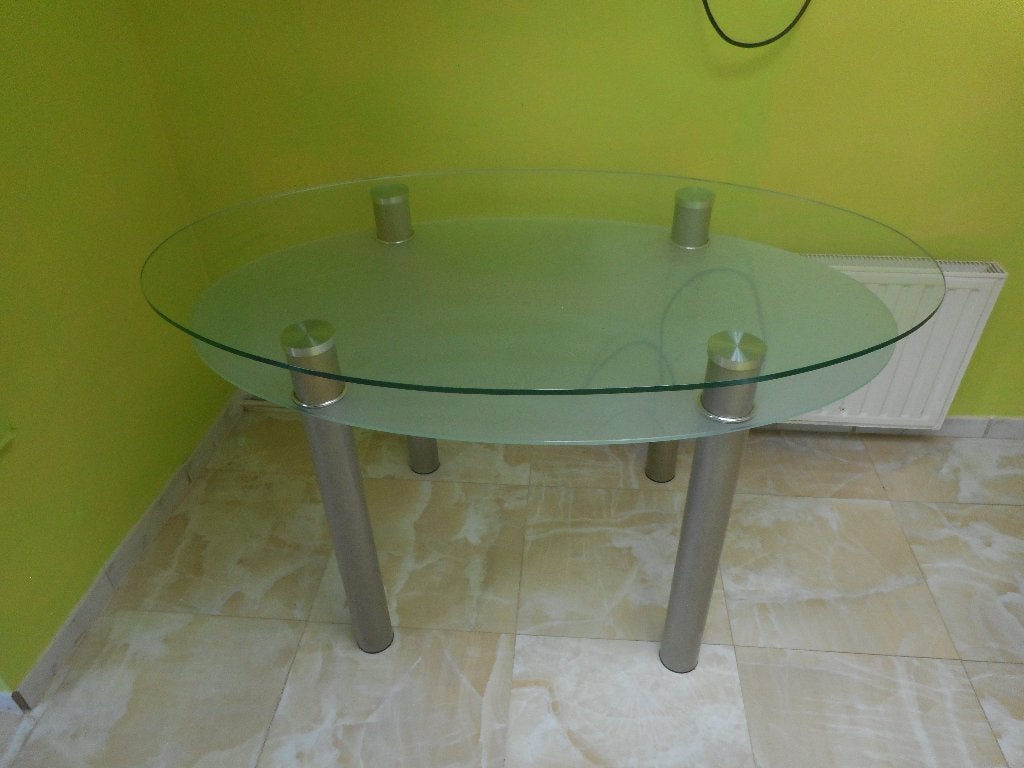 table ovale en verre, 100 à 150 cm, Quatre personnes, Comme neuf, Verre