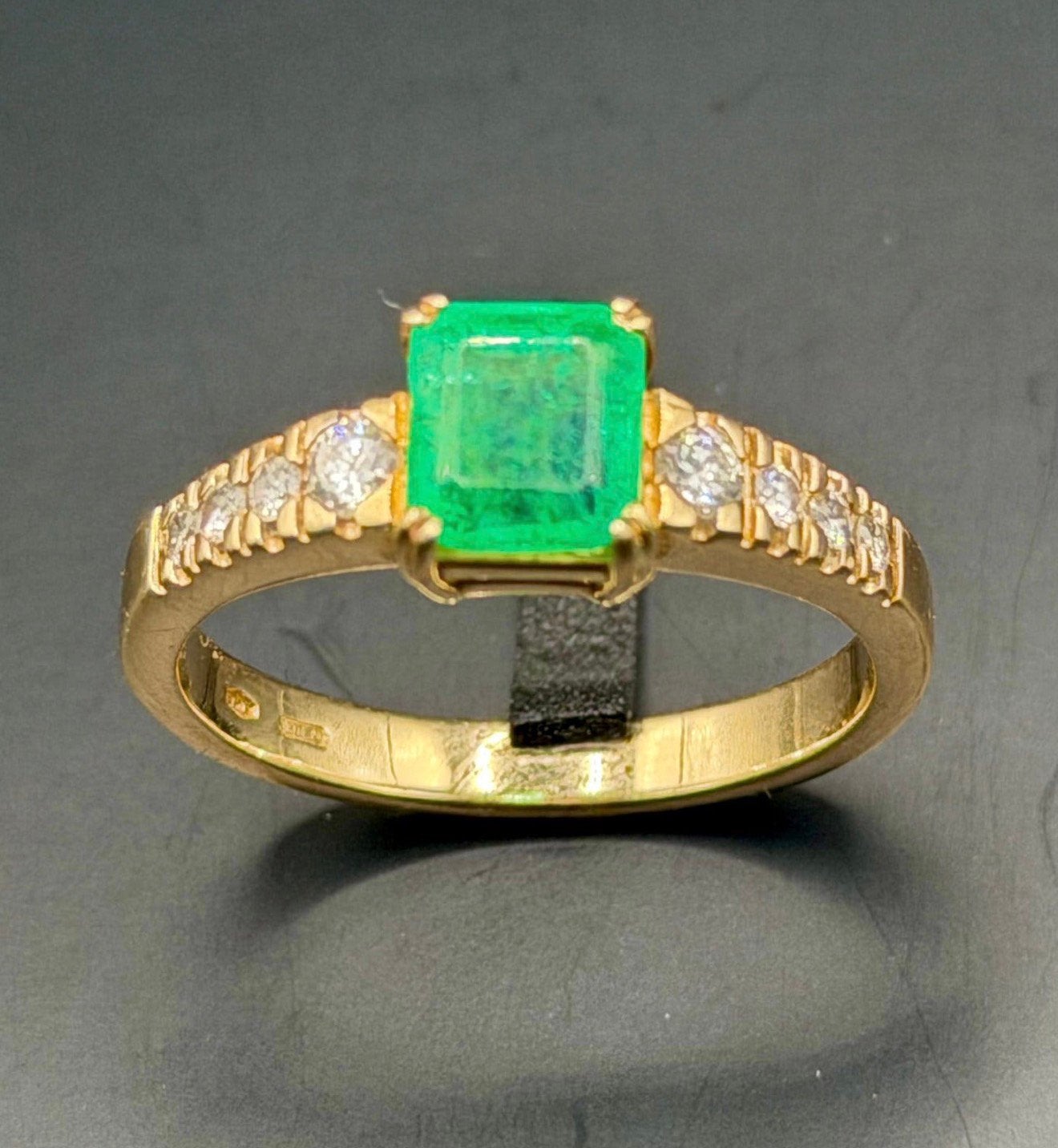 Prachtige 18K gouden ring natuurlijke diamant/smaragd- 22mm, Femme ou Homme, Or, Avec pierre précieuse, Jaune