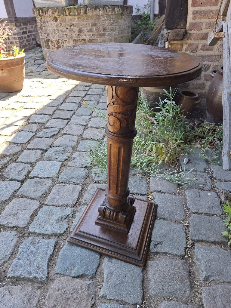 oud eiken bijzet tafeltje, jaren 1970, Ophalen of Verzenden