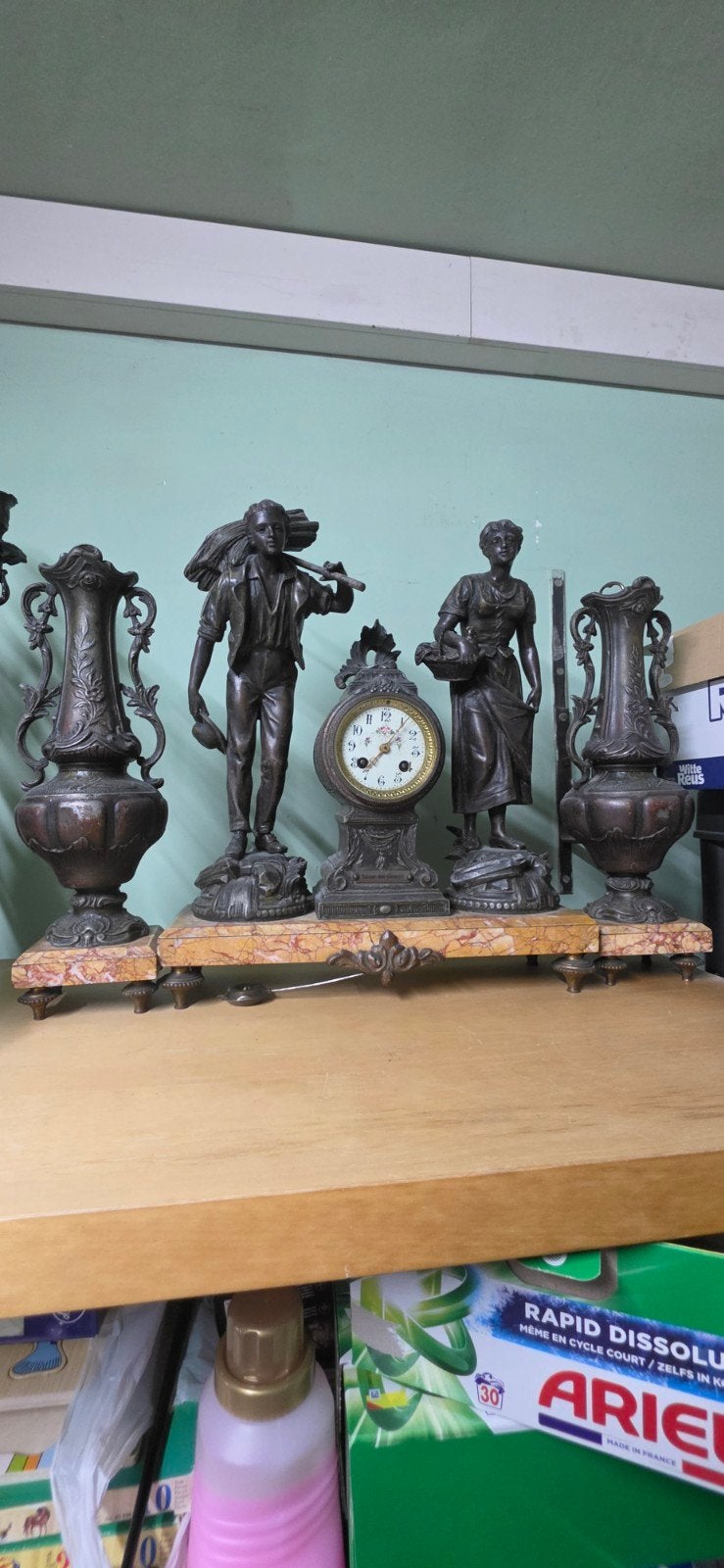 Set d'horloges en marbre 3 pièces « Retour des Champs », Antiquités & Art, Enlèvement