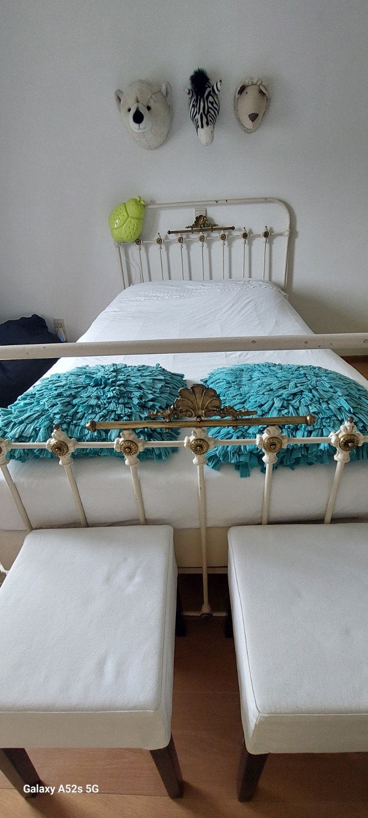 mooi smeedijzeren twijfelaar met boxspring, Ophalen, Gebruikt, Twijfelaar, 120 cm