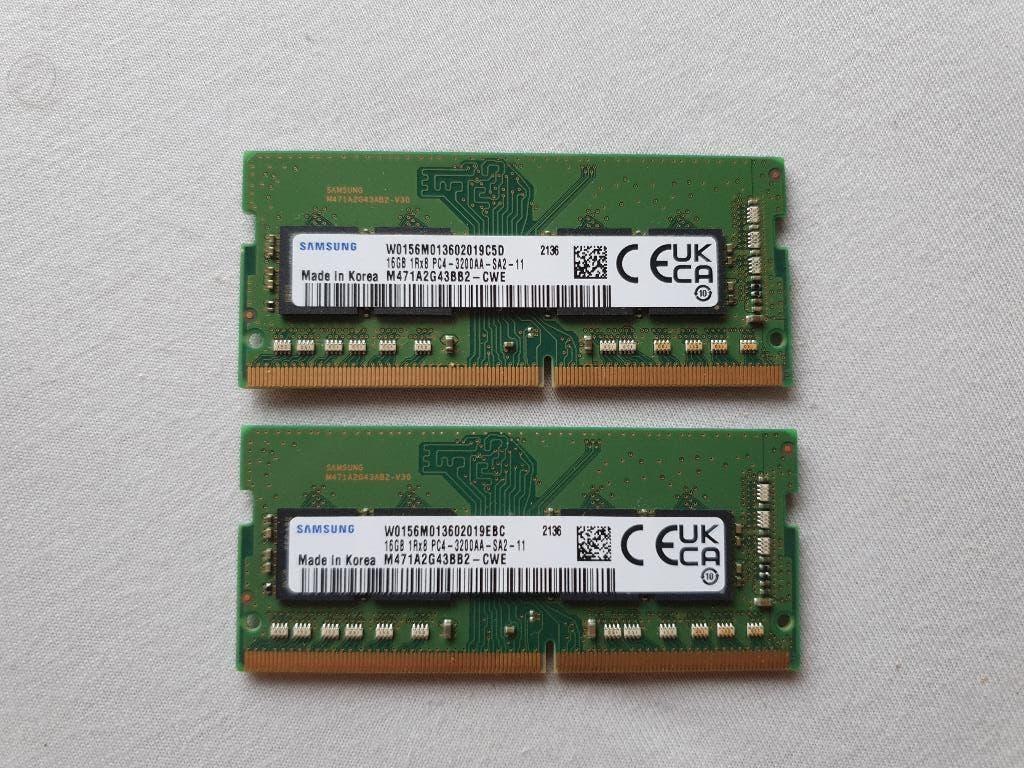 32Gb DDR4 Samsung 16Gb x 2 sodimm, 32 GB, DDR4, Ophalen of Verzenden, Zo goed als nieuw