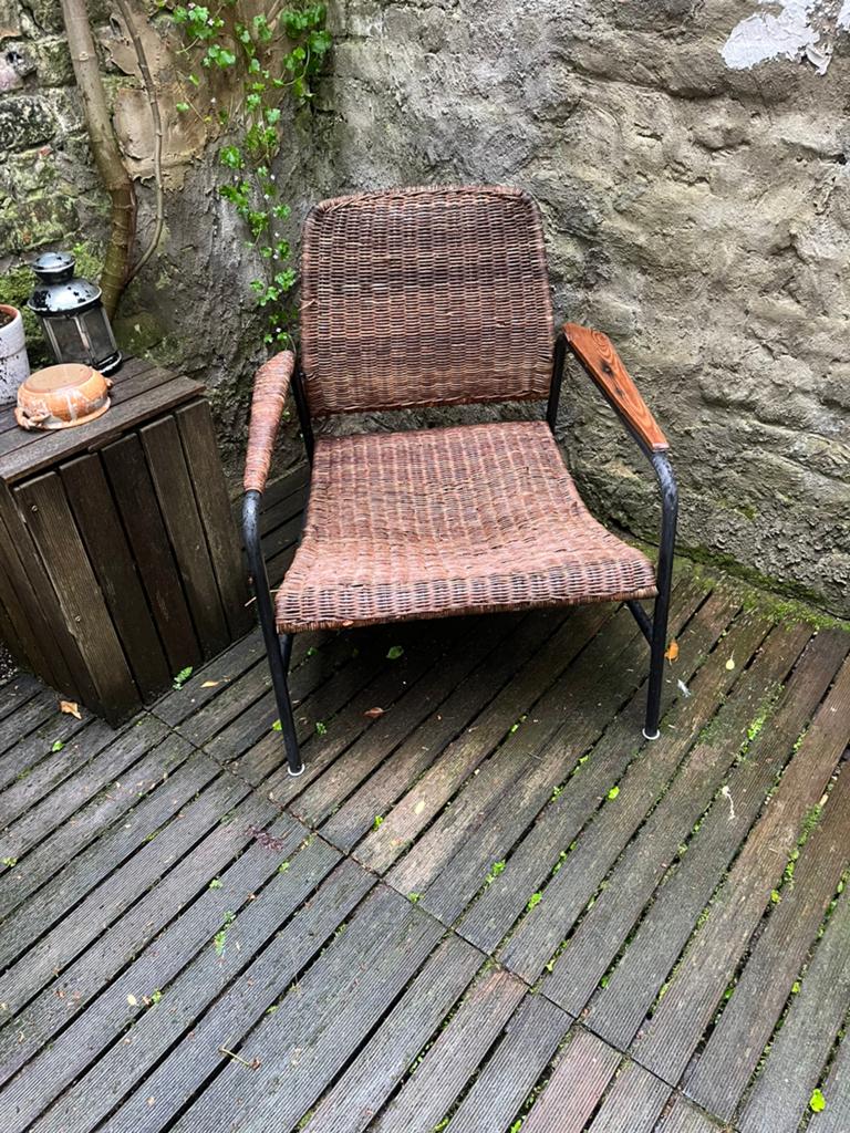 Fauteuil osier et fer, Enlèvement, Utilisé, Osier