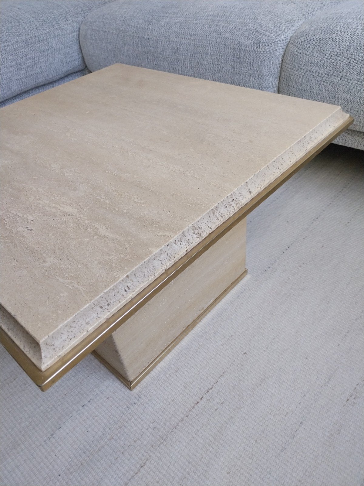Table basse Fedam en travertin avec bord en laiton, 50 à 100 cm, Enlèvement, 50 à 100 cm, 5 – 50