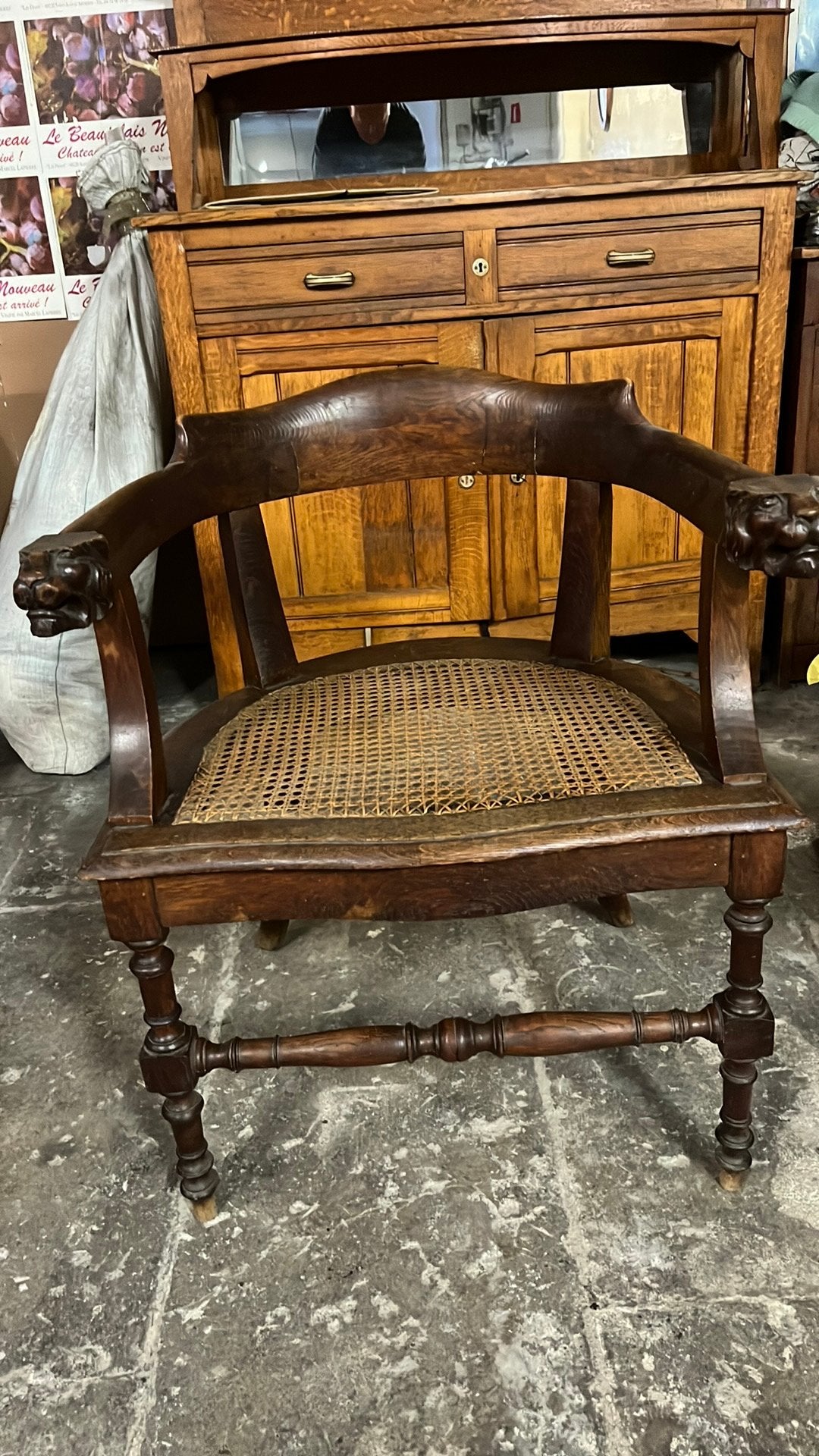 Fauteuil tête de lion, Antiquités & Art, Enlèvement