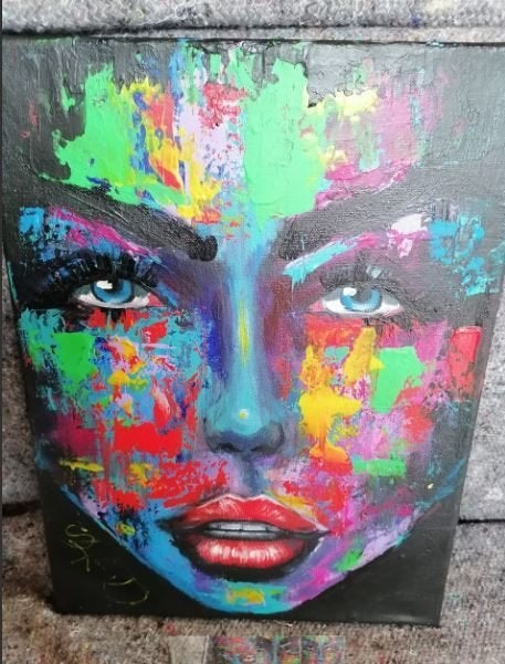 pop art portret splash art modern handwerk, Antiek en Kunst, Ophalen