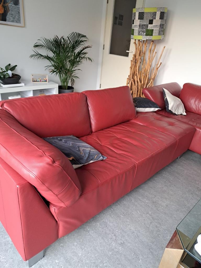 Canapé en cuir rouge bordeaux, Maison & Meubles, Enlèvement, Rouge