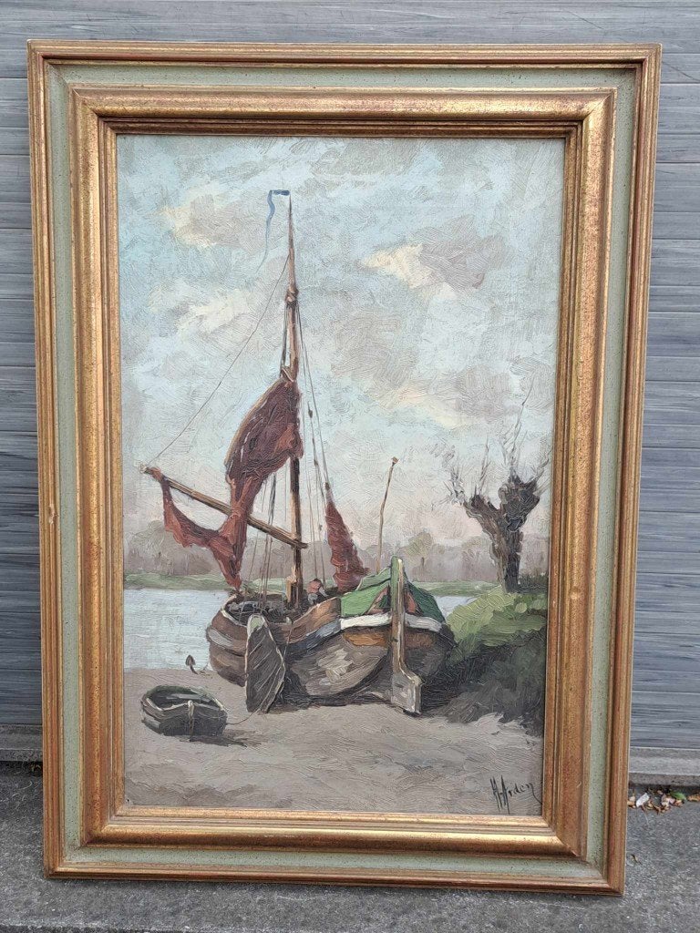 huile sur toile marine signe henri arden, Antiquités & Art, Enlèvement ou Envoi, Toile