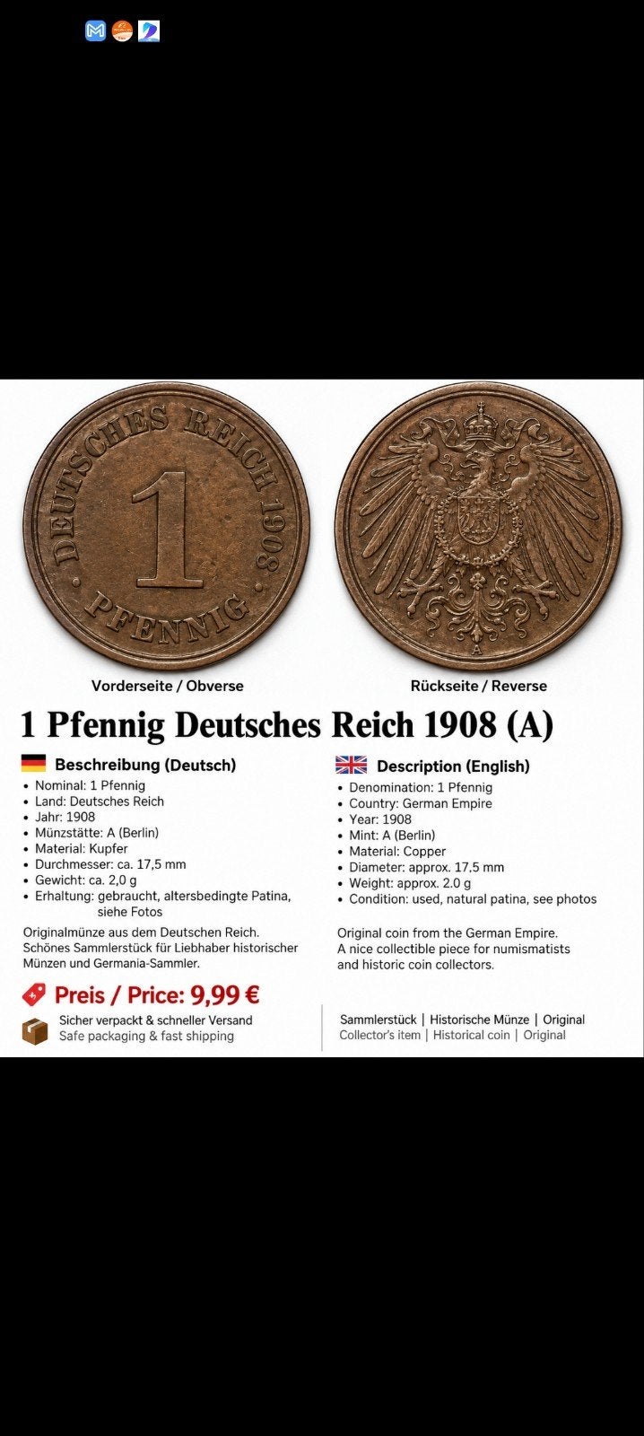 Monnaie de l'Empire allemand, Enlèvement ou Envoi