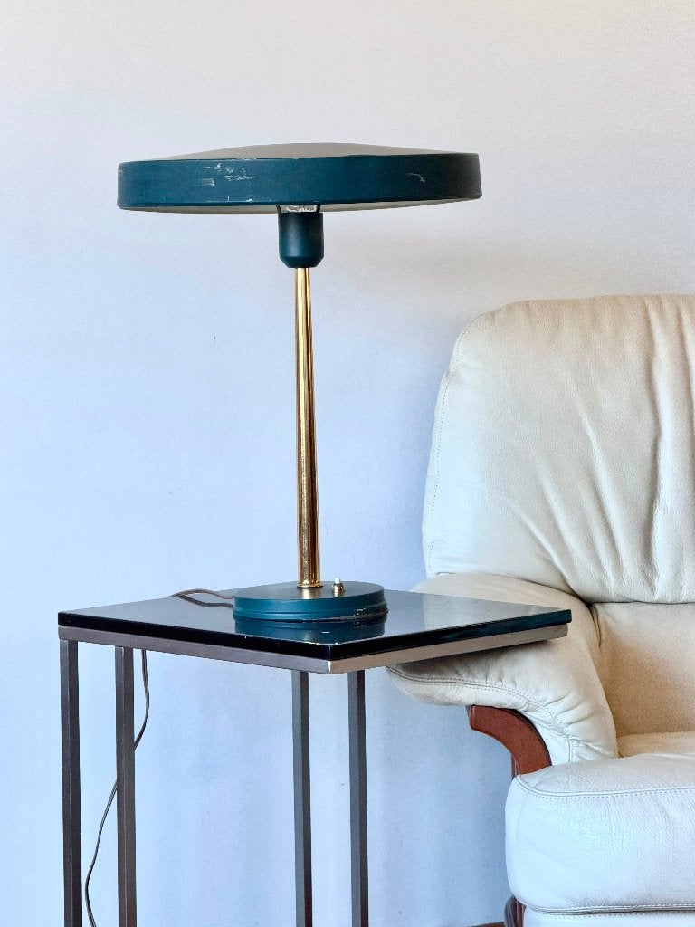 Philips Louis Kalff Major Lamp Jaren 60-70, Blauw, Bureaulamp, Vintage, 54 cm