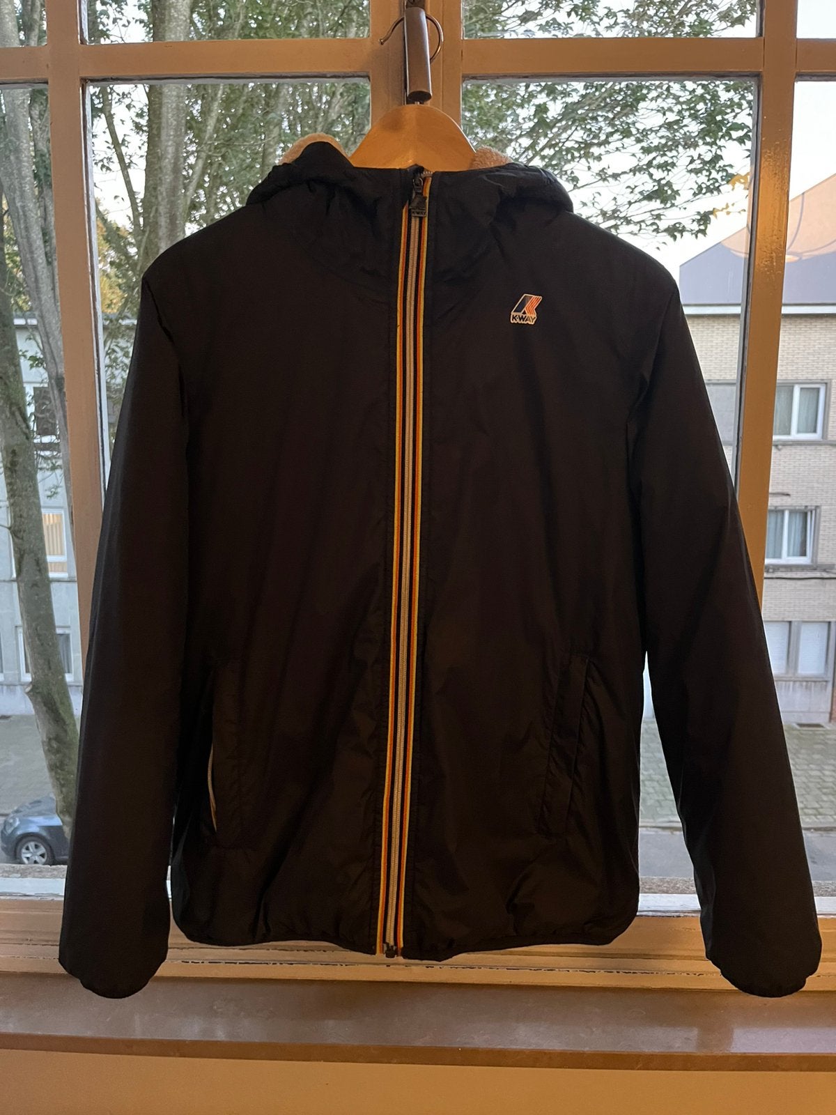 Winterjas donker blauw K-Way unisex, Kinderen en Baby's, Ophalen of Verzenden, Zo goed als nieuw, Jongen of Meisje, Jas
