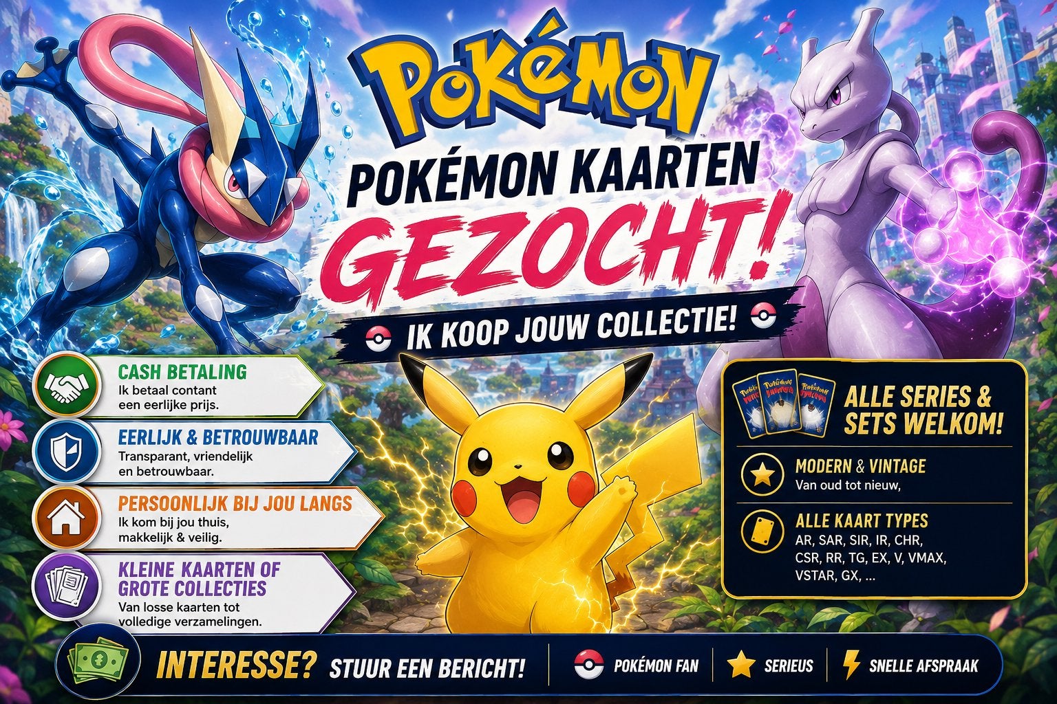 Pokémon kaarten gezocht!  Ik betaal eerlijk & direct cash!, Enlèvement ou Envoi, Neuf, Plusieurs cartes, Foil