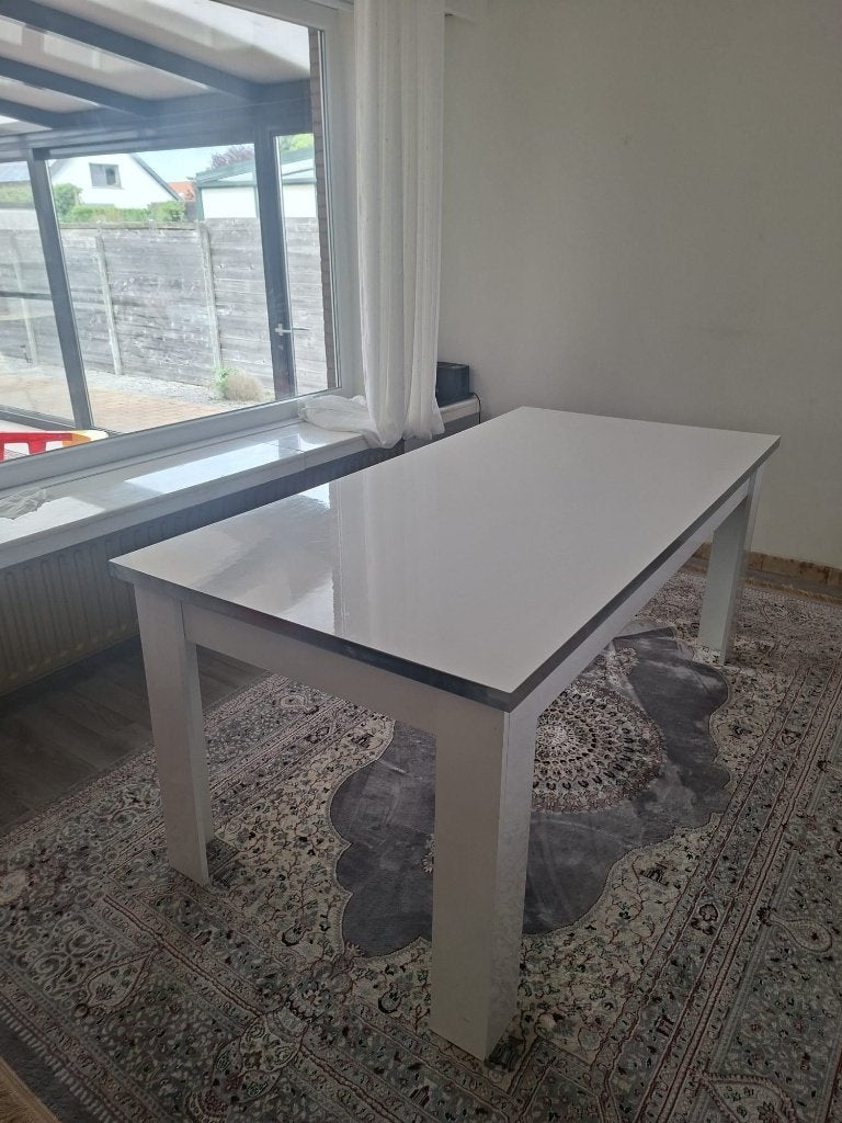 Witte eettafel, Huis en Inrichting, Ophalen, Kunststof, Gebruikt, 50 tot 100 cm
