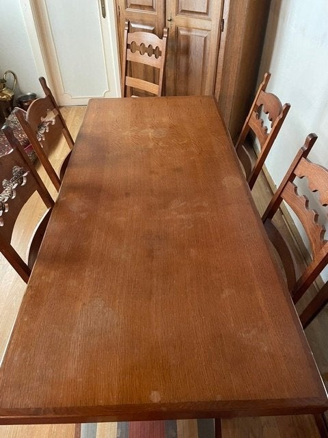 Salle à manger complète en chêne, Enlèvement, Utilisé, Klassiek maar kan tijdloos worden, 4 à 6 chaises