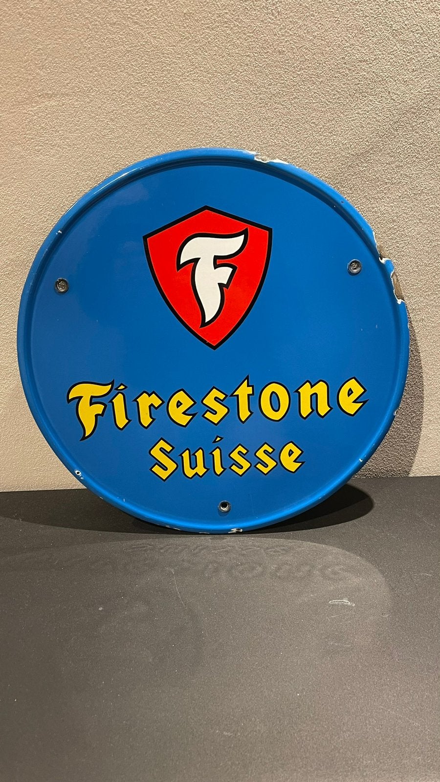 Emaille bord Firestone jaren 40, Ophalen of Verzenden, Zo goed als nieuw, Reclamebord