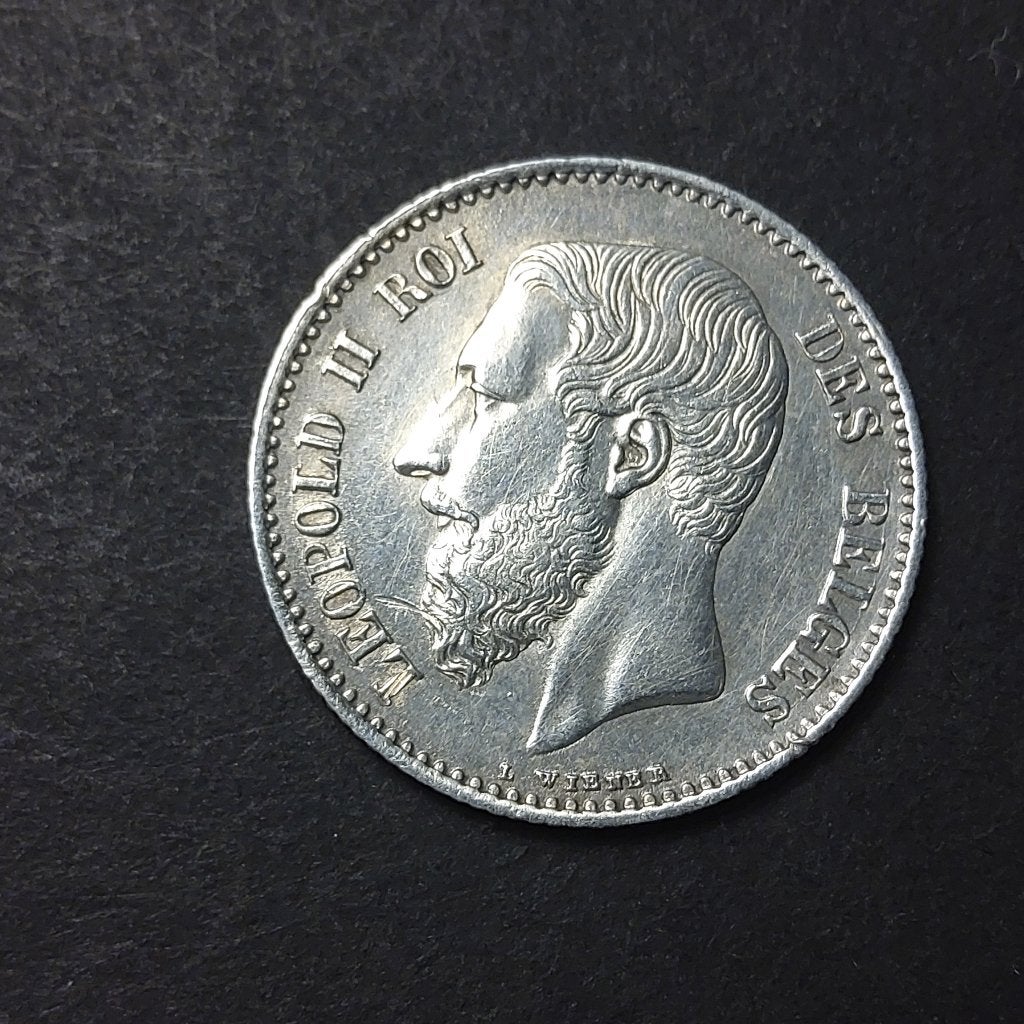 België 1 frank zilver Leopold II 1867 FR, Zilver, Ophalen of Verzenden, Losse munt, Zilver