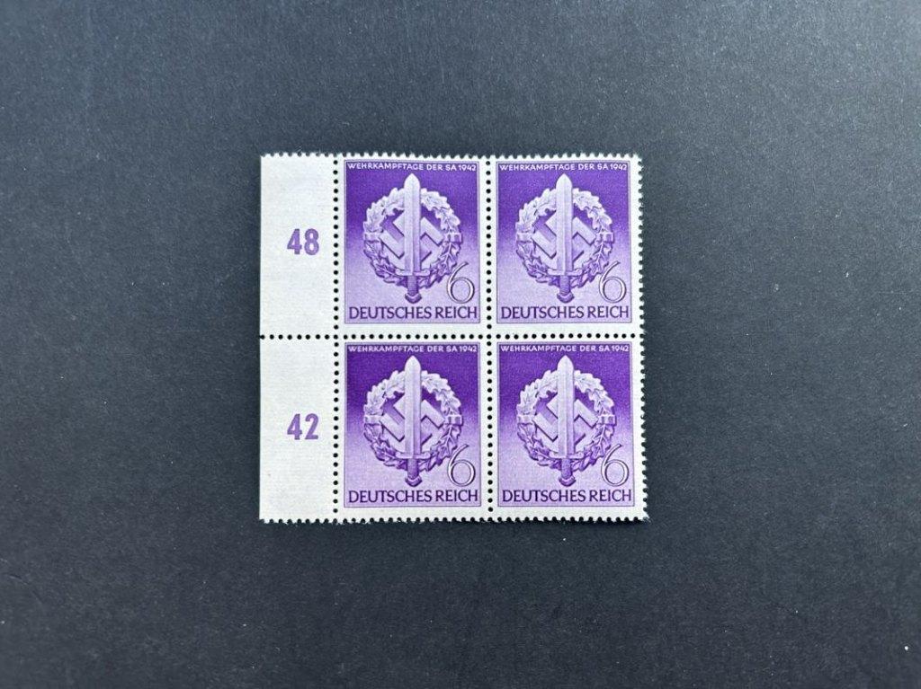 Duitse postzegels 1942 - Wehrkampftage der SA (4-block), Verzenden, Duitse Keizerrijk, Postfris