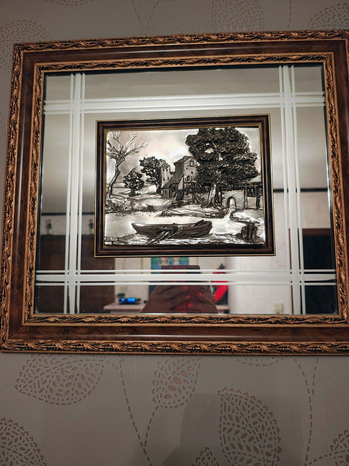 tableau miroir vintage créazioni artistiche, Antiquités & Art, Enlèvement, Rectangulaire, 50 à 100 cm, Moins de 100 cm