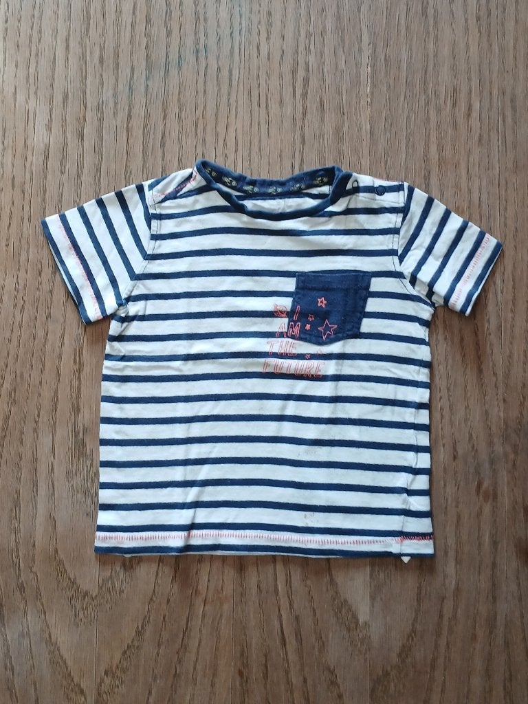 Blauw/Wit Gestreept T-shirt Maat 86, Gebruikt, Ophalen of Verzenden, Jongetje, Geen merk