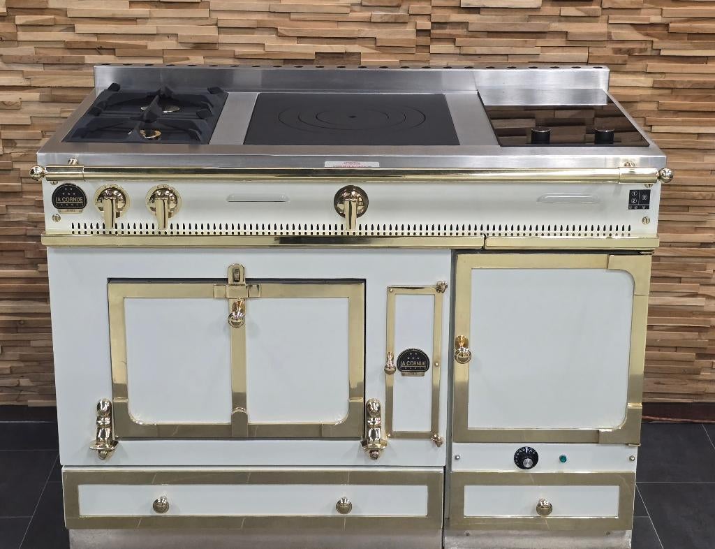 🔥Luxe Fornuis La Cornue Chateau 120cm crème met messing, Ophalen, 60 cm of meer, Zo goed als nieuw, Gas