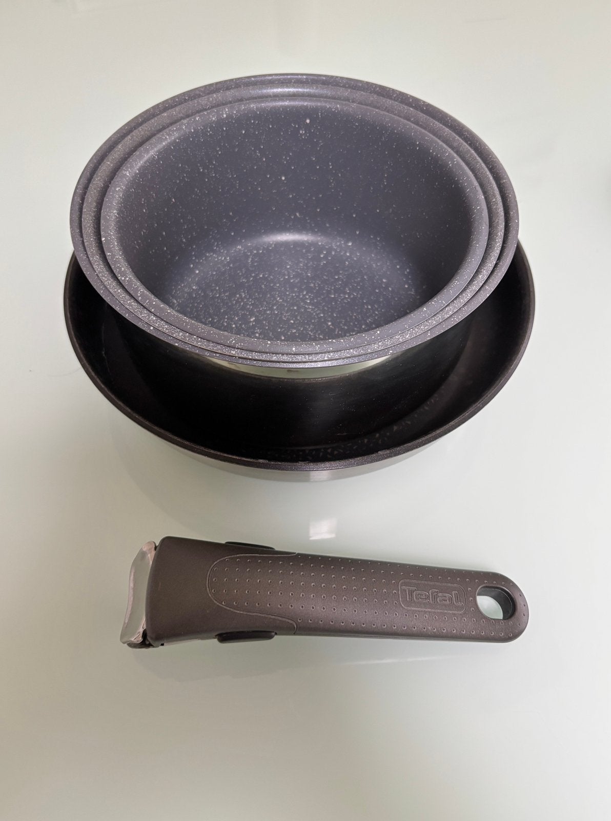 Set Poeles Tefal, Maison & Meubles, Inox, Comme neuf, Enlèvement, Ensemble de casseroles