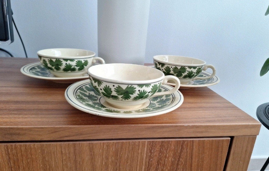 Prachtige vintage Leaf Boch bekerset, Antiek en Kunst, Ophalen of Verzenden