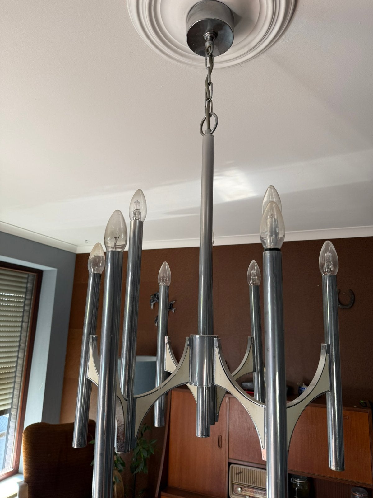 Vintage Gaetano Sciolari-chandelier uit de jaren 60/70, Ophalen, Zo goed als nieuw