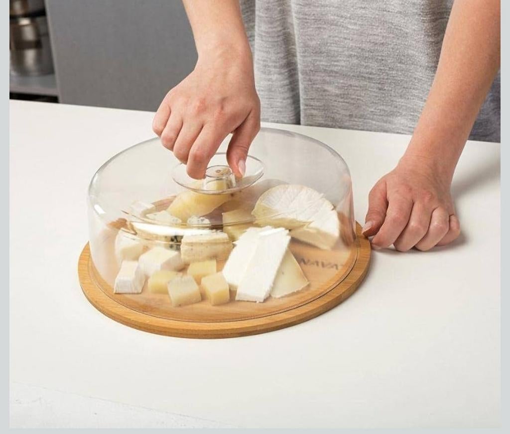 Planche à fromage en bambou avec couvercle, Enlèvement ou Envoi, Neuf, Rond, Bois