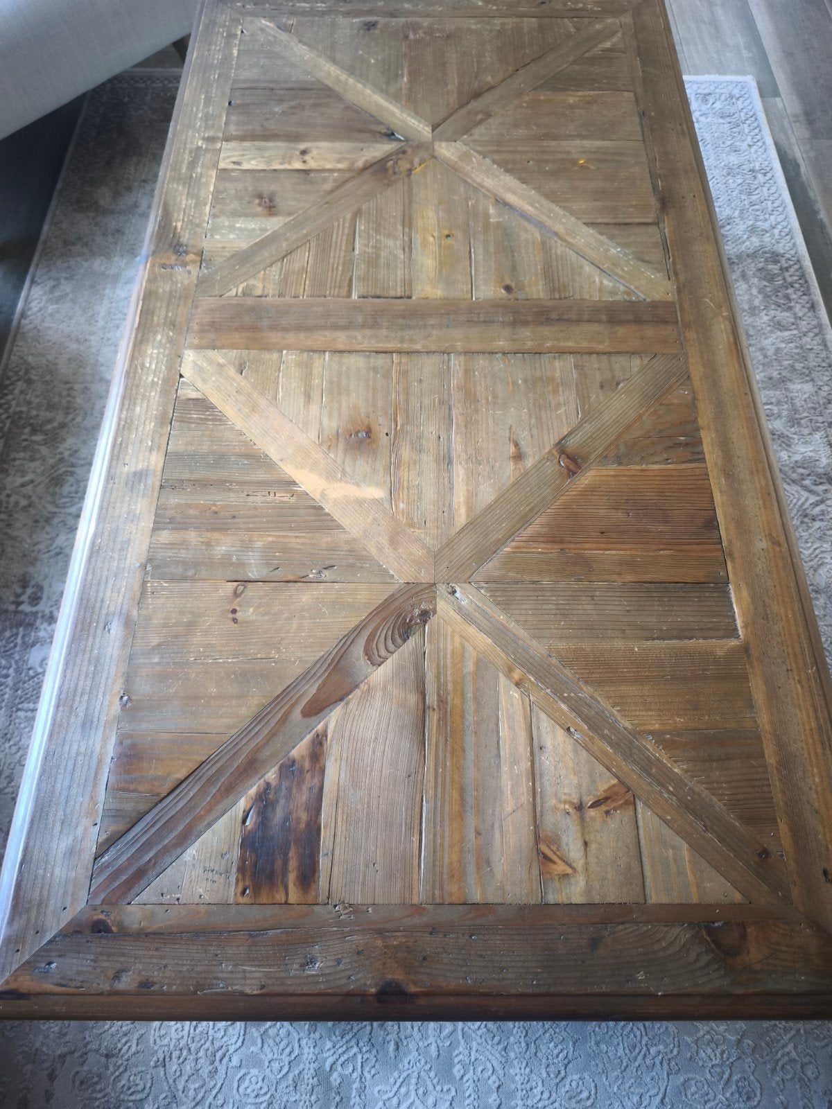 Prachtige landelijke salontafel – hout & staal, Huis en Inrichting, Ophalen
