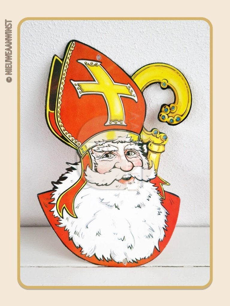 Nostalgische Sinterklaasdecoratie Sinterklaas hoofd - 25cm, Diversen, Verzenden, Zo goed als nieuw