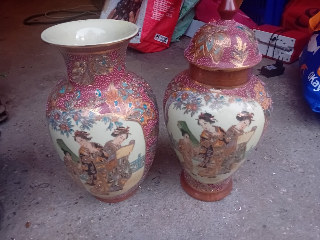 2 vase chinois  ancien peinture main, Antiquités & Art, Enlèvement ou Envoi