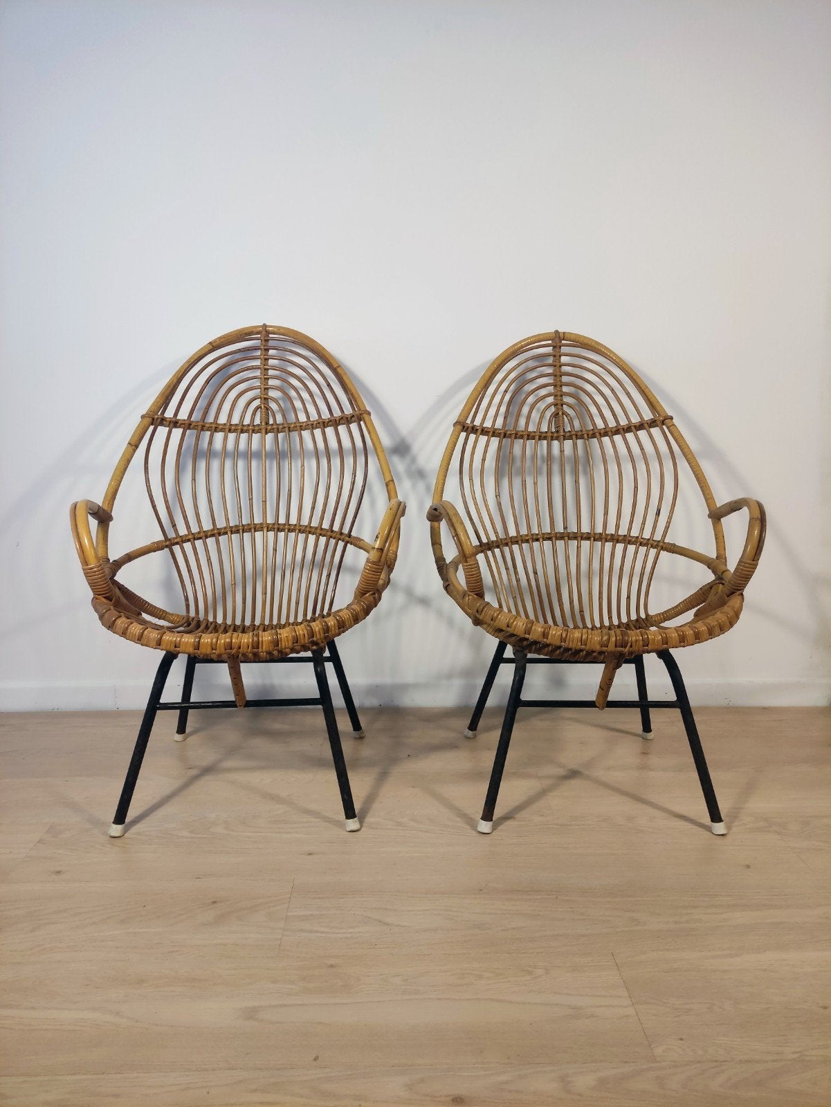 Set van 2 vintage Rohe Noordwolde stoelen rotan, Ophalen