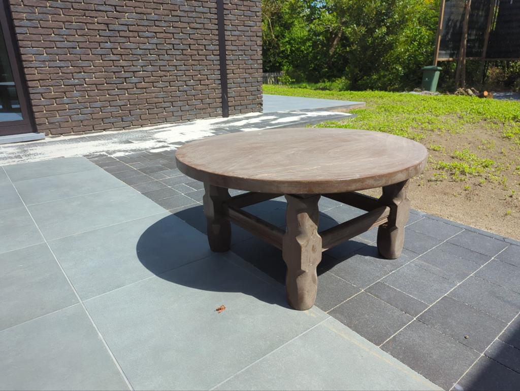 Ronde salontafel hardhout, Huis en Inrichting, Ophalen, Gebruikt, 50 tot 100 cm, Rond